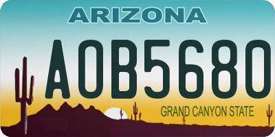 AZ license plate AOB5680