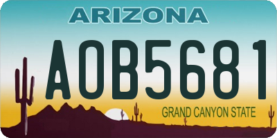 AZ license plate AOB5681