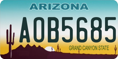 AZ license plate AOB5685