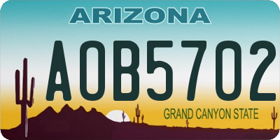 AZ license plate AOB5702