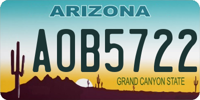 AZ license plate AOB5722