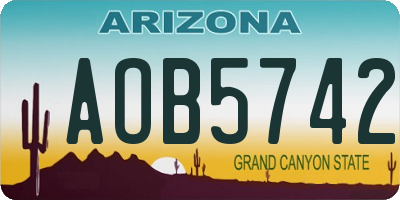 AZ license plate AOB5742