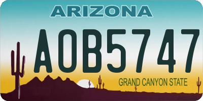 AZ license plate AOB5747