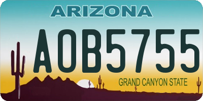 AZ license plate AOB5755