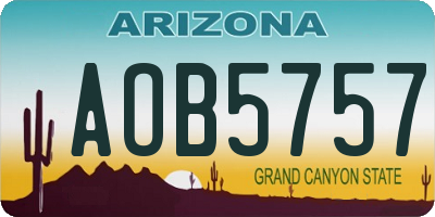 AZ license plate AOB5757