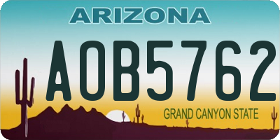 AZ license plate AOB5762