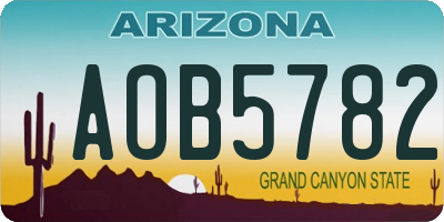 AZ license plate AOB5782