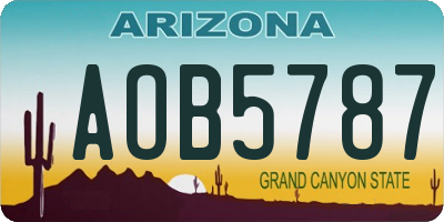 AZ license plate AOB5787