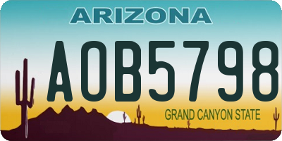 AZ license plate AOB5798