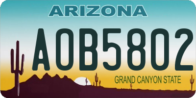 AZ license plate AOB5802