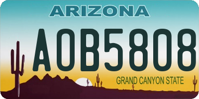 AZ license plate AOB5808