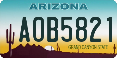 AZ license plate AOB5821