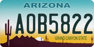 AZ license plate AOB5822