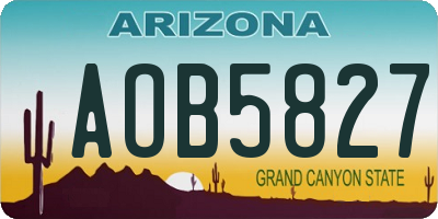 AZ license plate AOB5827
