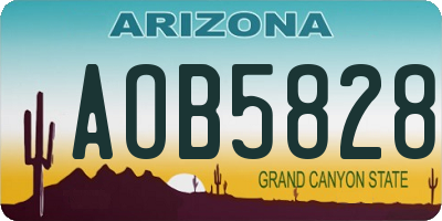 AZ license plate AOB5828
