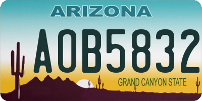 AZ license plate AOB5832
