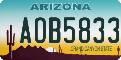 AZ license plate AOB5833