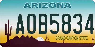 AZ license plate AOB5834