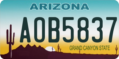 AZ license plate AOB5837