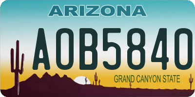 AZ license plate AOB5840
