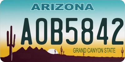 AZ license plate AOB5842