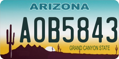 AZ license plate AOB5843