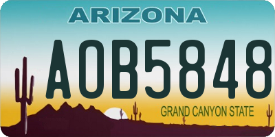 AZ license plate AOB5848