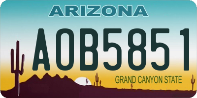 AZ license plate AOB5851