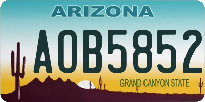 AZ license plate AOB5852