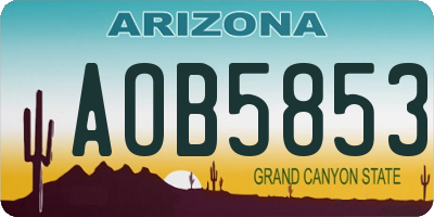 AZ license plate AOB5853