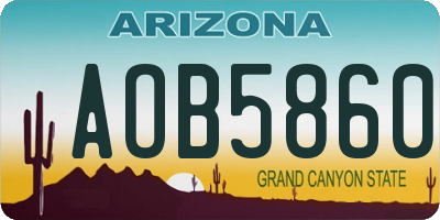 AZ license plate AOB5860