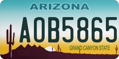 AZ license plate AOB5865
