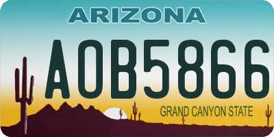 AZ license plate AOB5866