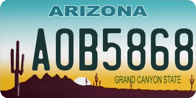 AZ license plate AOB5868