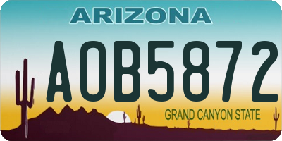 AZ license plate AOB5872