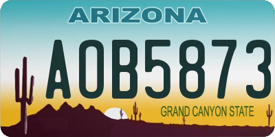 AZ license plate AOB5873
