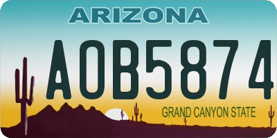 AZ license plate AOB5874