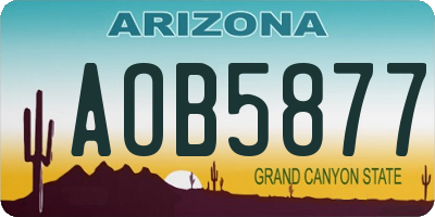 AZ license plate AOB5877