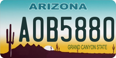 AZ license plate AOB5880