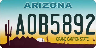 AZ license plate AOB5892