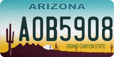 AZ license plate AOB5908