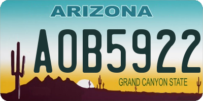AZ license plate AOB5922