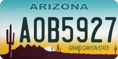 AZ license plate AOB5927