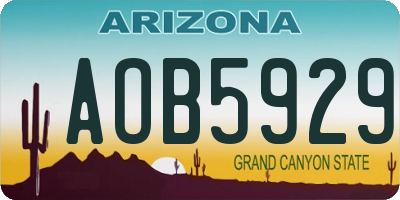 AZ license plate AOB5929
