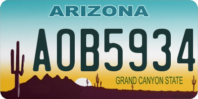 AZ license plate AOB5934