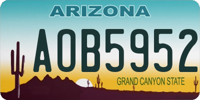 AZ license plate AOB5952