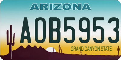 AZ license plate AOB5953