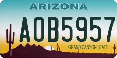 AZ license plate AOB5957