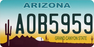 AZ license plate AOB5959