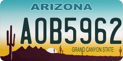 AZ license plate AOB5962